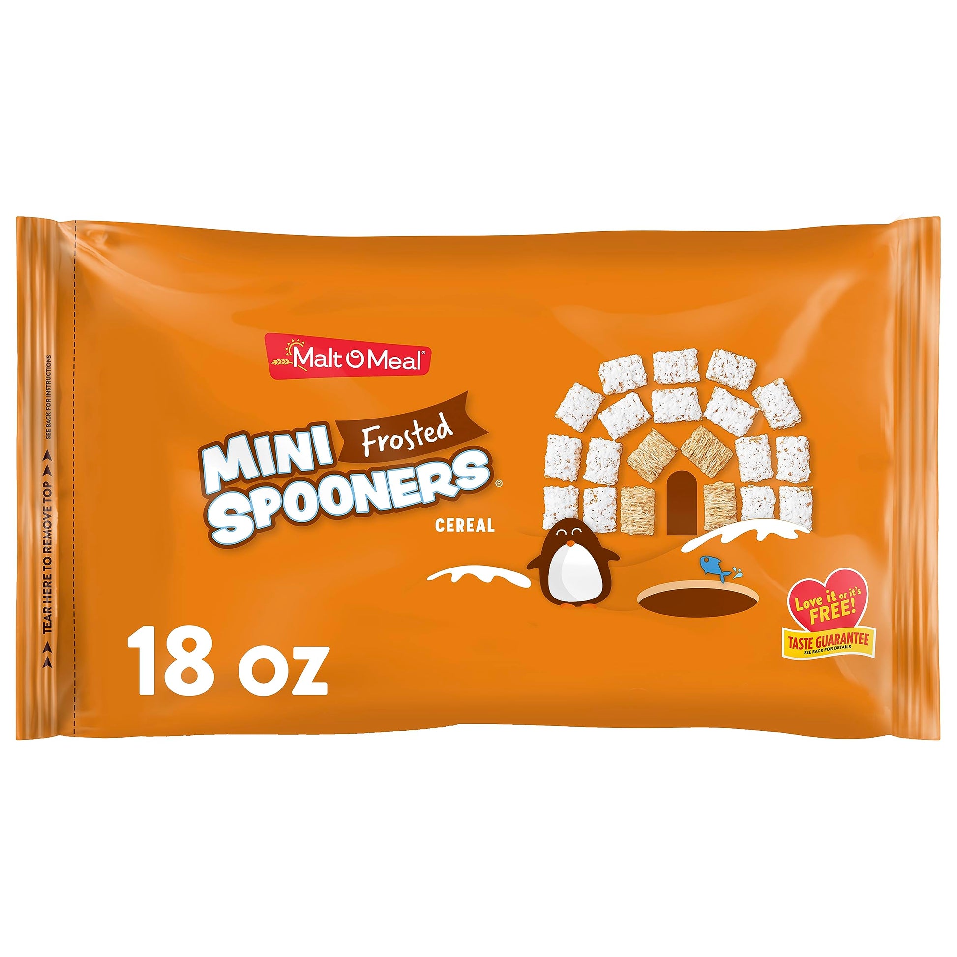 Malt-O-Meal Frosted Mini Spooners Whole Grain Breakfast Cereal, Crunchy Frosted Shredded Wheat Cereal, Large Cereal for Family, 