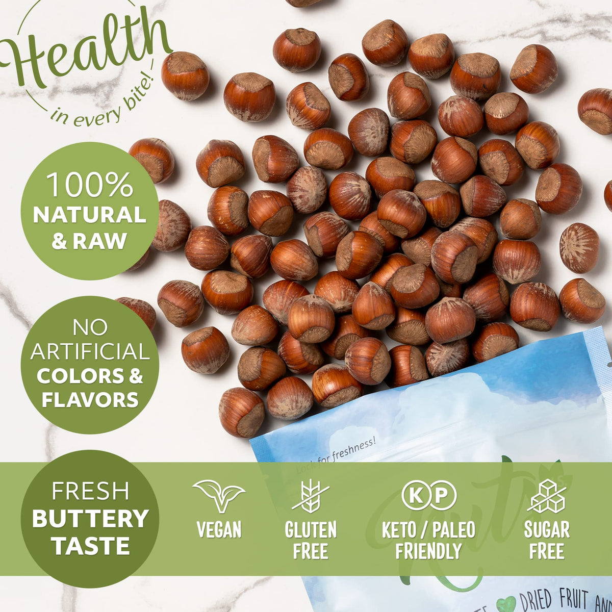 NUTS U.S. Oregon Hazelnuts In Shell - Whole, Raw, Unsalted - 1 Pound Resealable Bag
