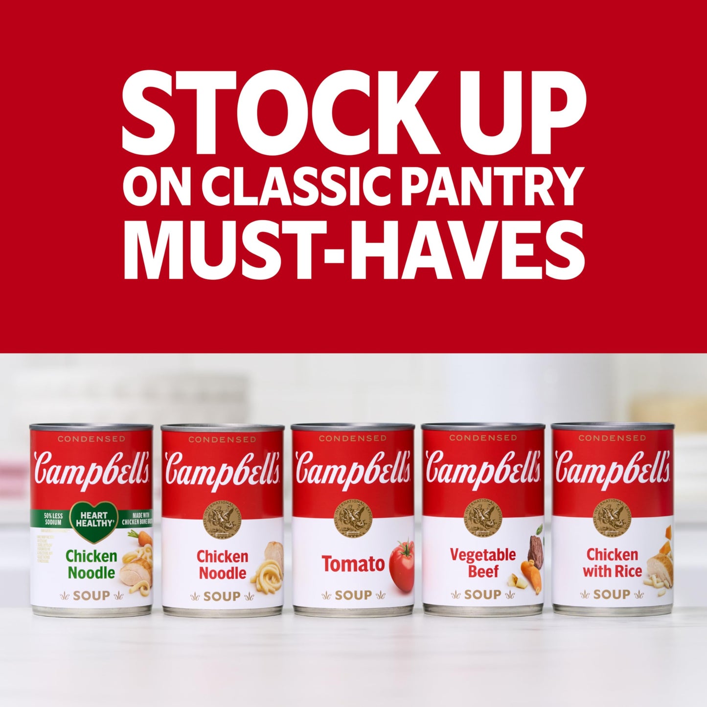 Campbells Condensed 25% Less Sodium Chicken and Rice Soup, 10.5 oz Can