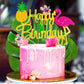 Laventy Glitter Flamingo Cake Toppers Flamingo Happy Birthday Cake Decoration Tropical Hawaiian Luau Themed Party Supplies