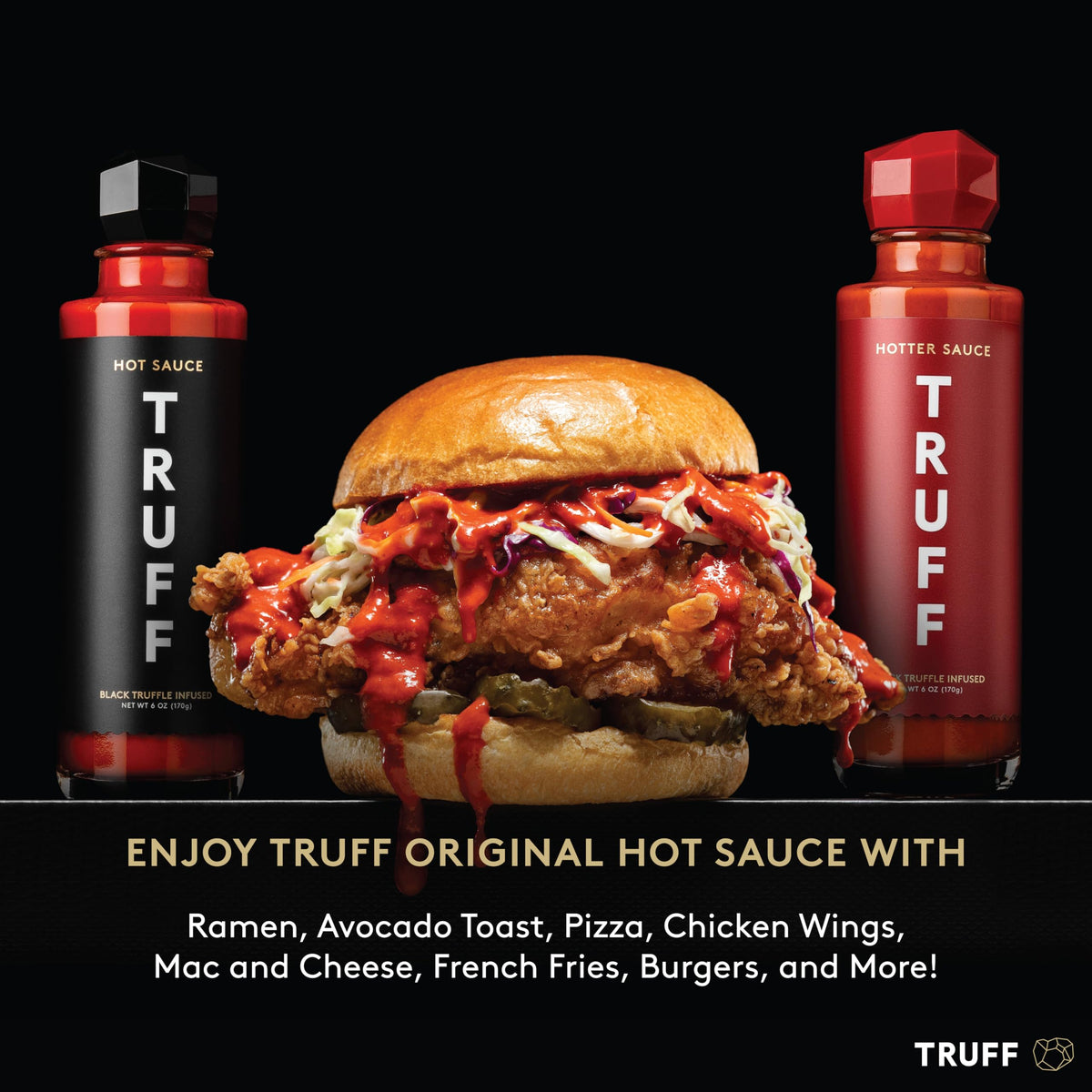 Truff Hot Sauce And Hotter Sauce 2-Pack Bundle, Gourmet Hot Sauce Set, Black Truffle And Chili Peppers, Gift Idea For The Hot Sauce Fans (Black/Red, 6 Oz, 2 Count)