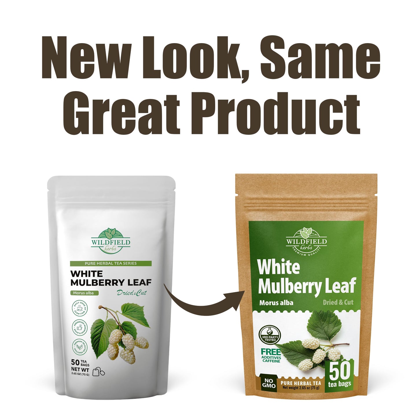 WILDFIELD HERBS White Mulberry Tea - Herbal Tea Bags 50 Count - Morus Alba 1.5g Bags