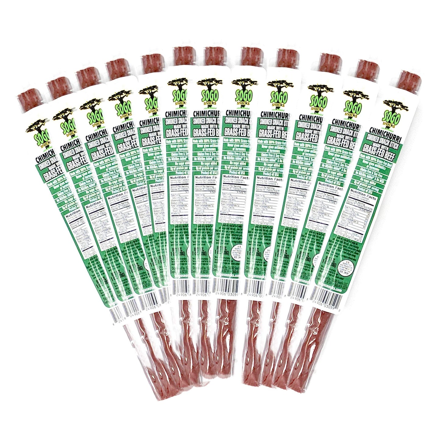 Sogo Snacks Chimichurri Beef Sticks, No Sugar, Low Carb, Gluten Free, 1 oz, Pack of 144