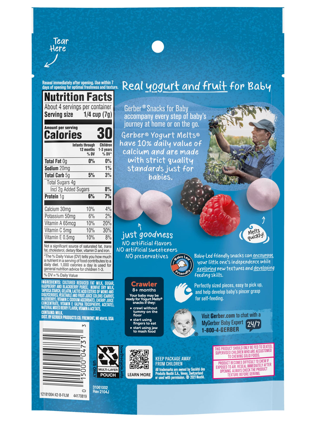Gerber Baby Snacks Yogurt Melts, Mixed Berries, 1 Ounce (Pack Of 2)