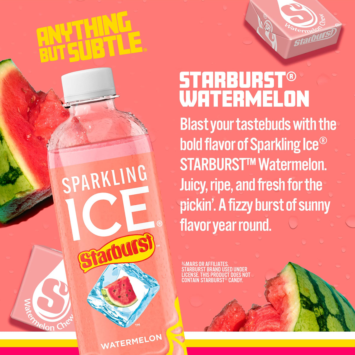 Sparkling Ice Watermelon Flavored Sparkling Water, Zero Sugar, 17 fl oz Bottles, Pack of 12