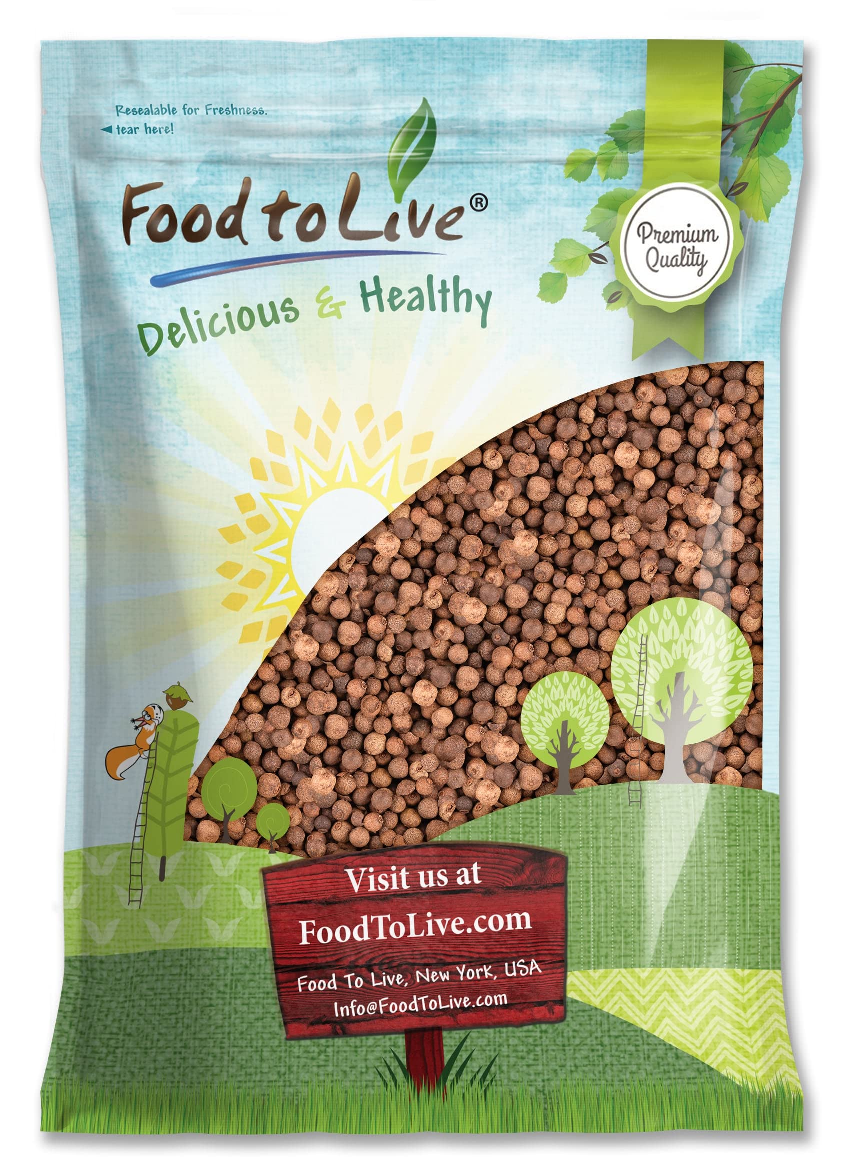 Food to Live Whole Allspice Berries, 5 Pounds - Jamaican Pepper, Vegan, Kosher, Bulk. High in Fiber, Calcium. Great for Spicing,