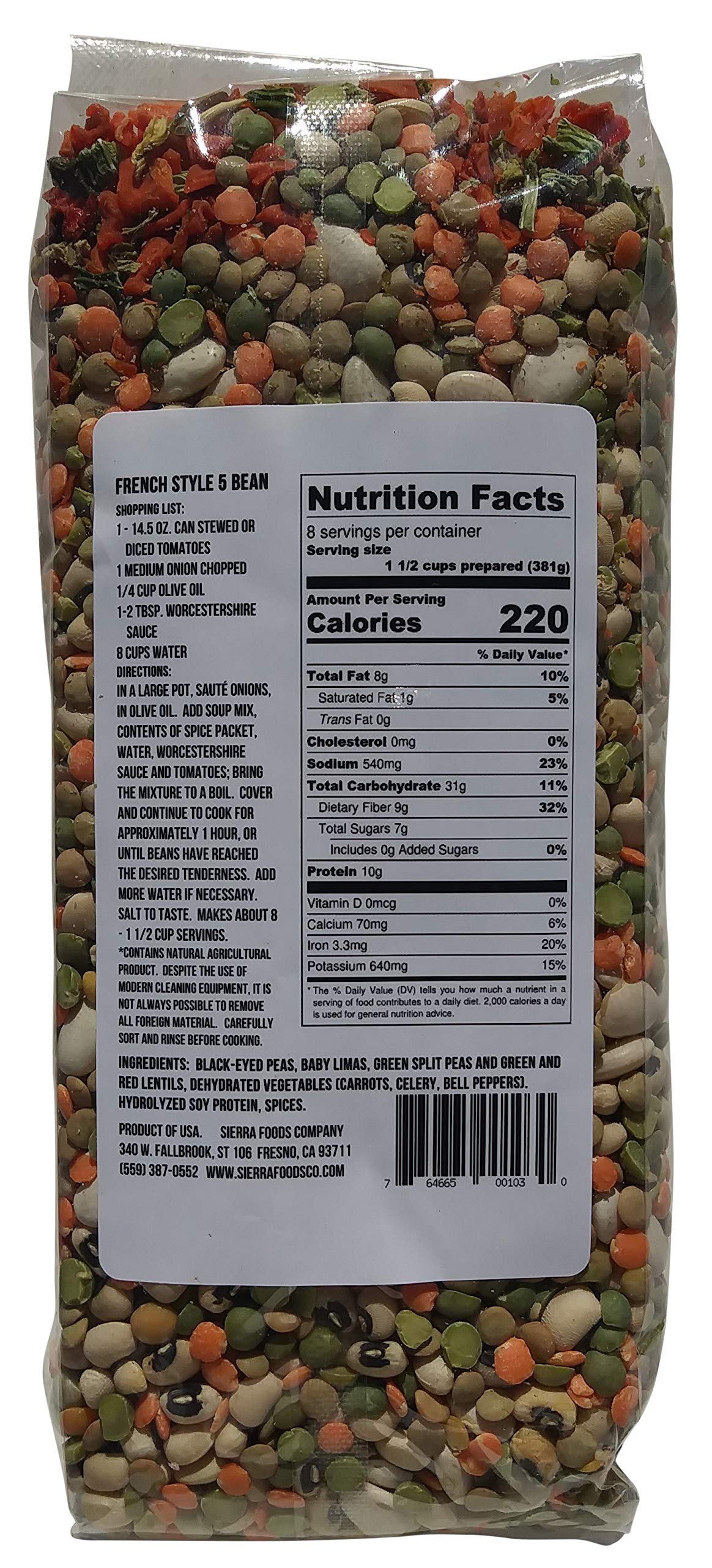Sierra Soups 3 Pack Assortment - Healthy Gluten-Free Soups: Fresno Fog Split Pea, French Style 5 Bean & Minestrone with Soup Spoon