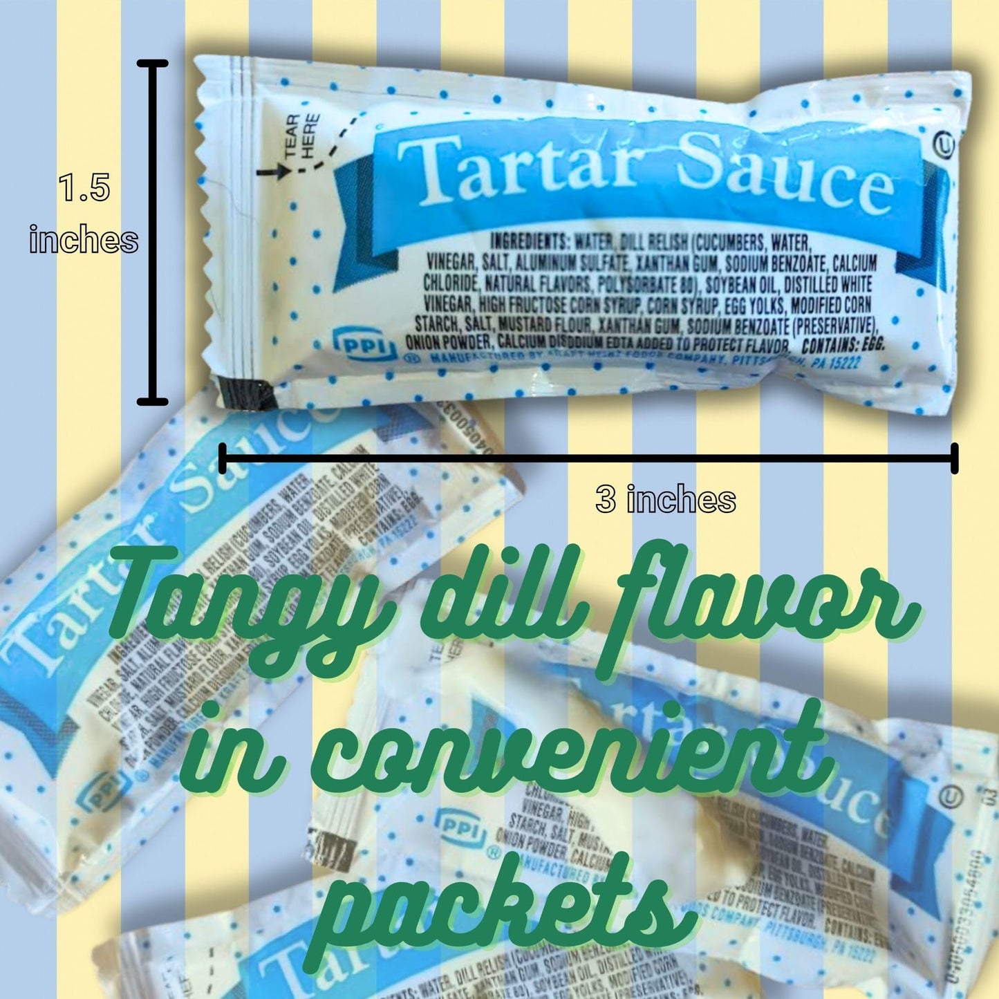 Tartar Sauce Packets - 50 Count (12g Each) with Spreader in Resealable Slide Seal Bag - Packaged by CMC Products