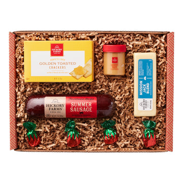 Hickory Farms Farmhouse Meat & Cheese Gift Basket - Charcuterie Board Food - Small Holiday Gift Basket