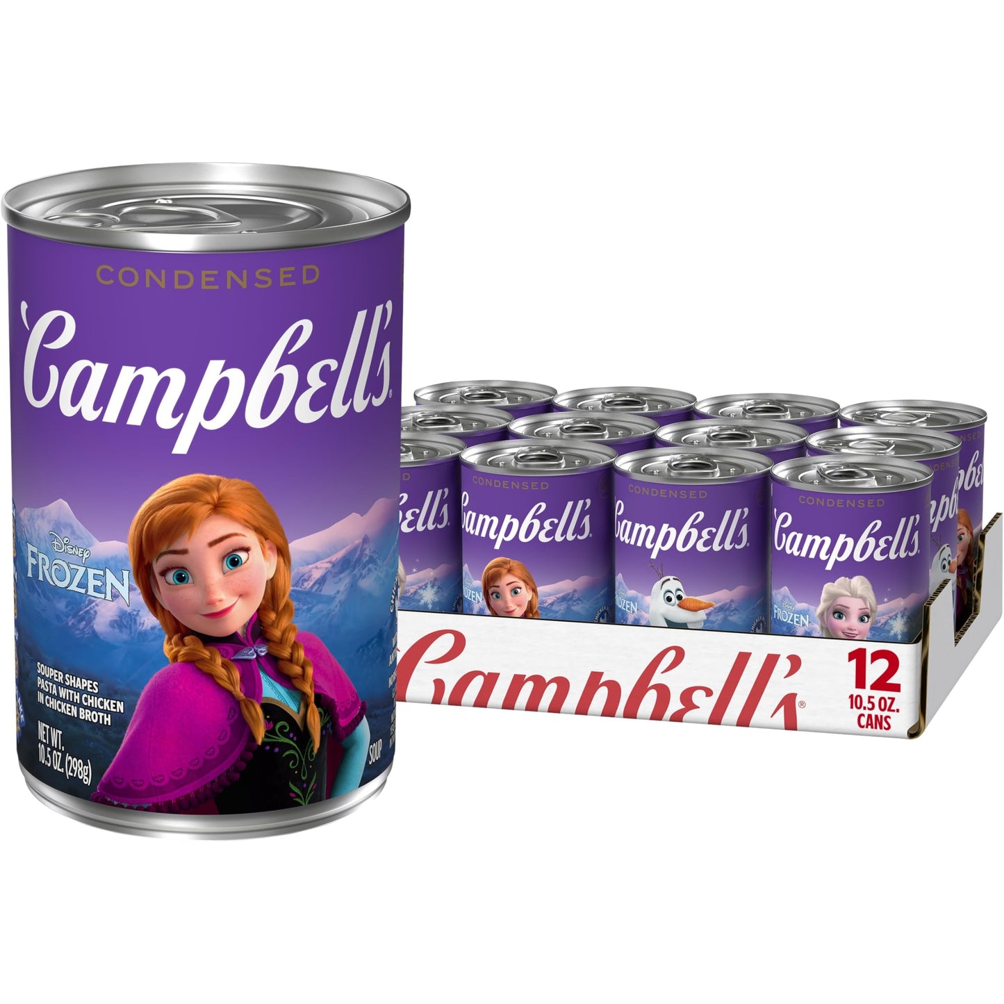 Campbells Condensed Kids Soup, Disney Frozen Souper Shapes Pasta With Chicken in Chicken Broth, 10.5 oz Can (12 Pack)