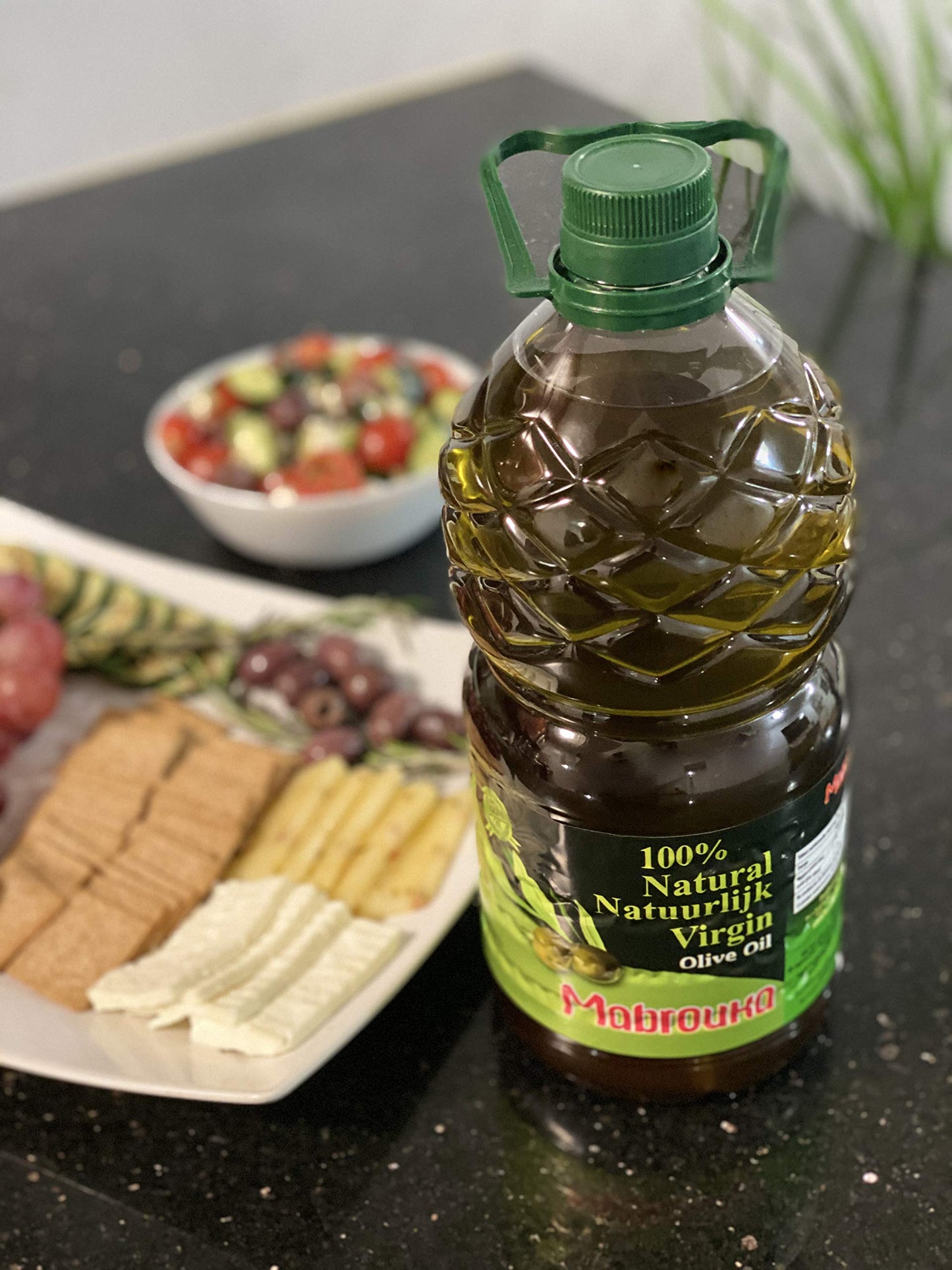 Mabrouka Moroccan Virgin Olive Oil, First Cold Pressed, (2 Liters) 68 Fl Oz