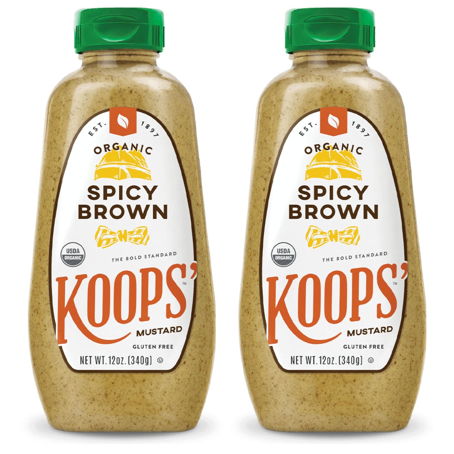 KOOPS Organic Spicy Brown Mustard, Gluten-Free, USDA Certified Organic, 12 Oz, Pack of 2