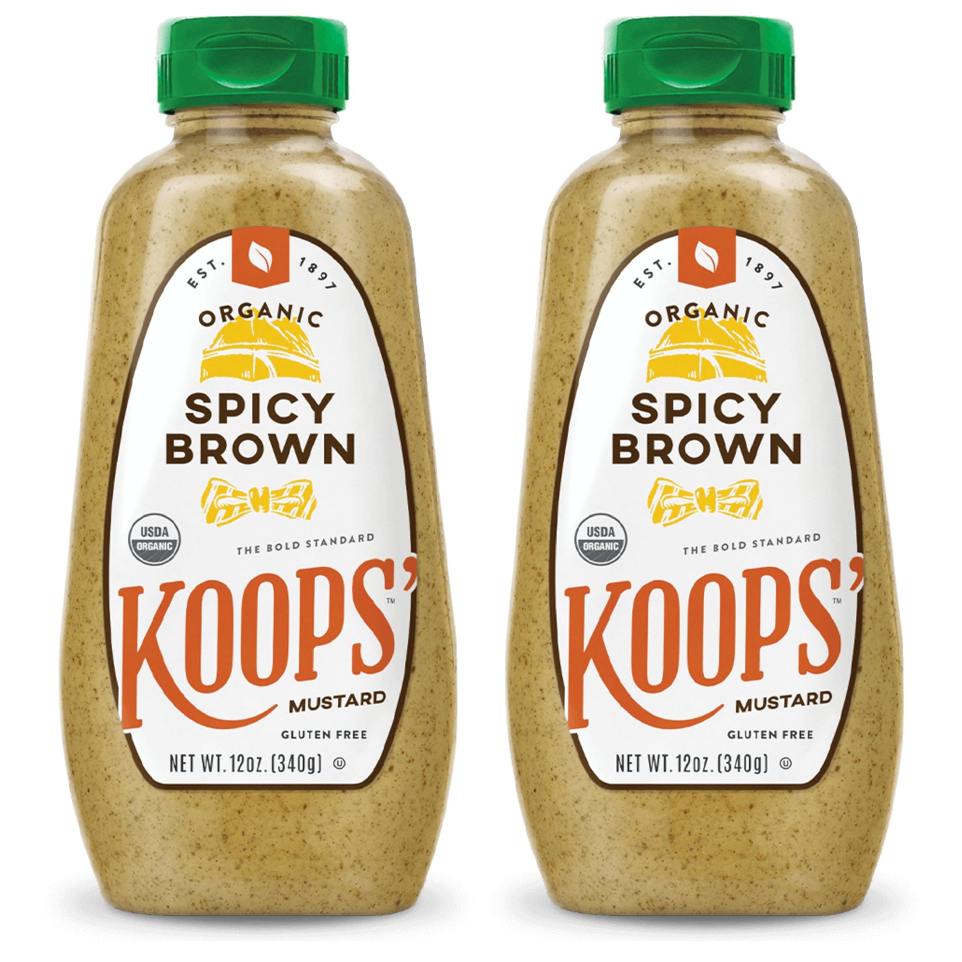 KOOPS Organic Spicy Brown Mustard, Gluten-Free, USDA Certified Organic, 12 Oz, Pack of 2