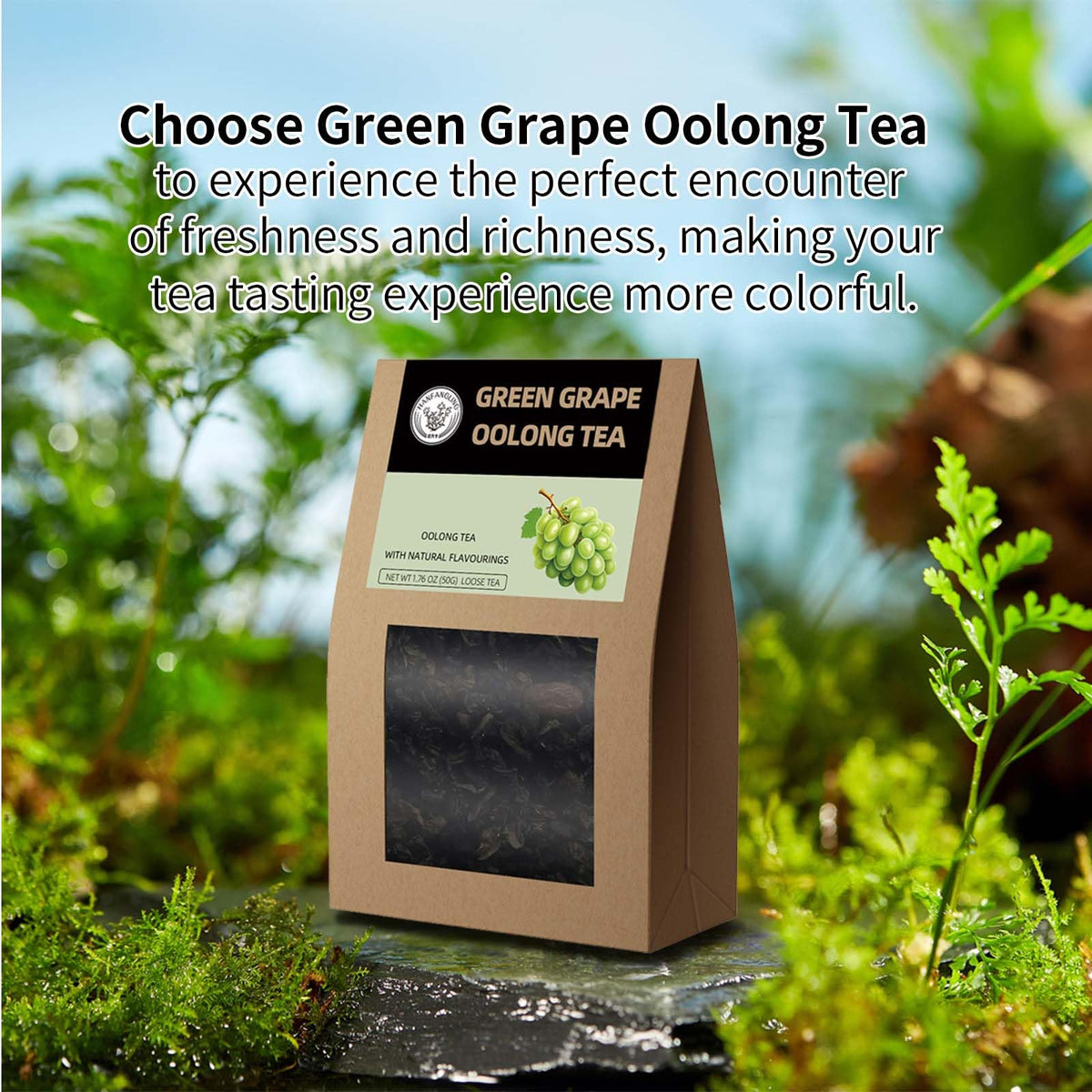 Hanfangling Grape Oolong Tea, Loose Leaf, 1.76Oz(50G) Grape Flavor,Tea Lover'S Gift