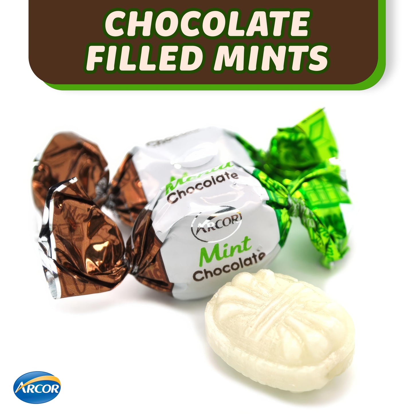 Mint Chocolate Candy Filled - Bulk Individually Wrapped - 5 Pounds Approx 420 Pieces