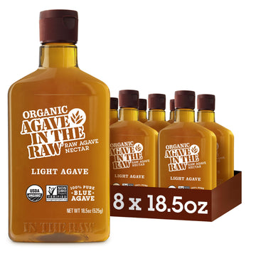 In The Raw Organic Agave Nectar Sweetener, Light Agave, 18.5oz Bottle, Pack of 8, Vegan, Gluten-Free, Low Carb, Low Glycemic