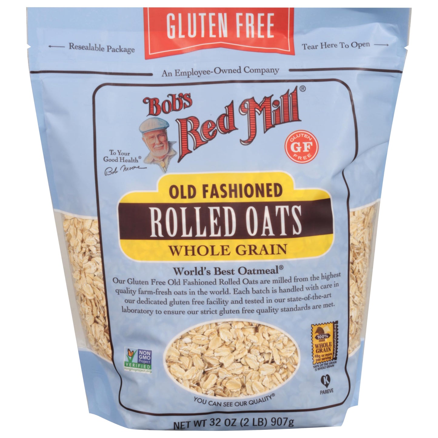 Bob s Red Mill Gluten Free Old Fashioned Rolled Oats, 32oz (Pack of 4) - Non GMO, Whole Grain, Vegan, Kosher