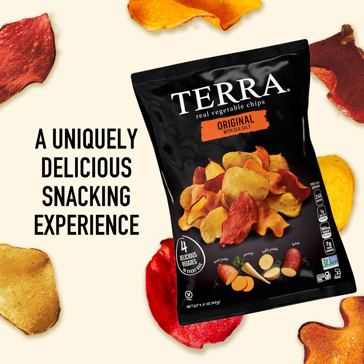 Terra Vegetable Chips, Original with Sea Salt Vegetable Chips, 1.5 oz (Pack of 8)