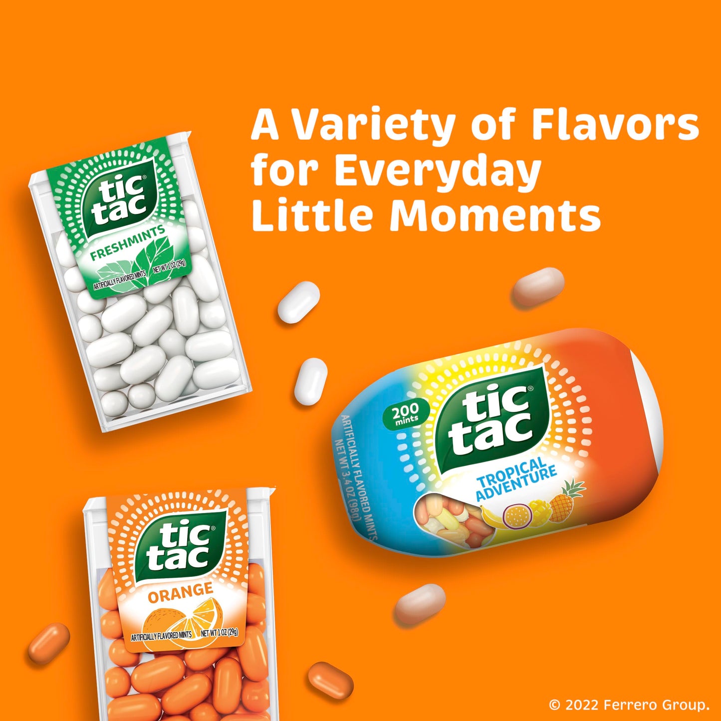 Tic Tac Orange Flavored Mints, 4 Pack, 3.4 oz Each, On-the-Go Refreshment, Model TIC00633