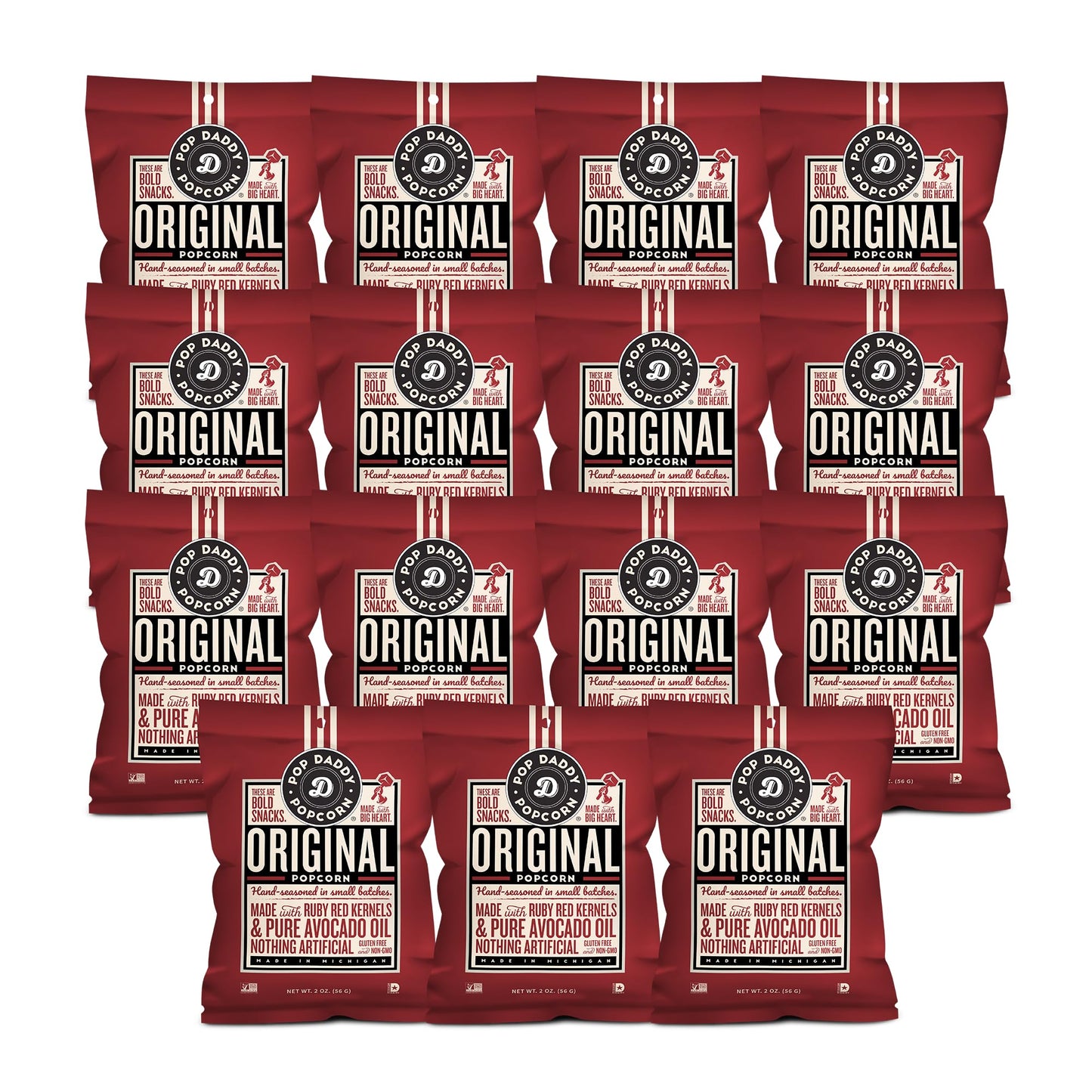 POP DADDY Gourmet Popcorn Snacks, Gluten Free, 2 Oz, 15 Pack