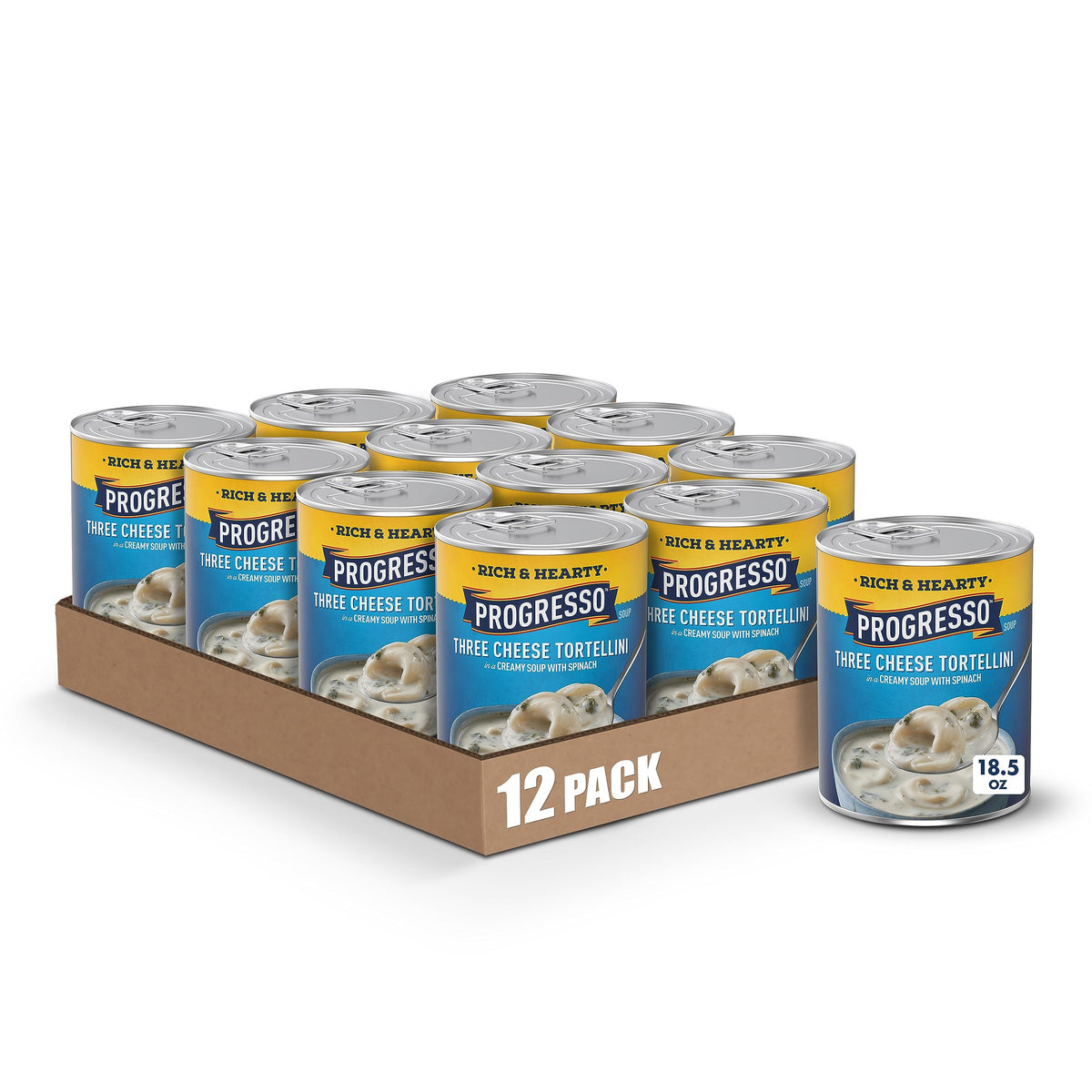 Progresso Three Cheese Tortellini Soup with Spinach, 18.5 oz, Pack of 12