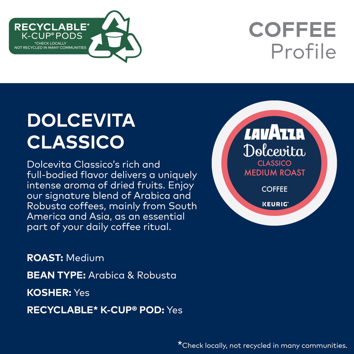 Lavazza Classico Single-Serve Coffee K-Cups for Keurig Brewer, 32 Count