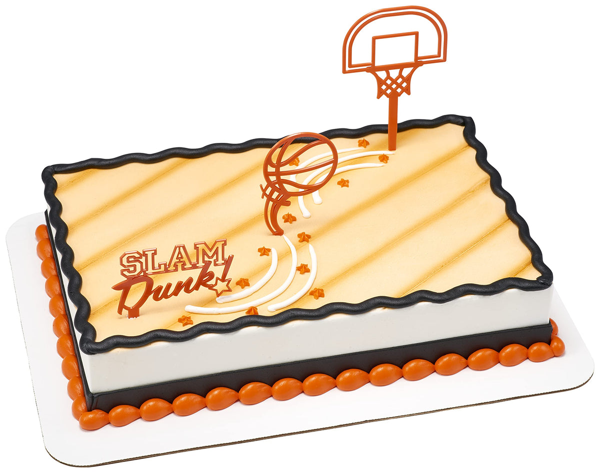 Decopac Basketball Slam Dunk Cake Decorating Kit, 3 Piece Cake And Cupcake Toppers For Birthdays, Parties, And Team Celebrations