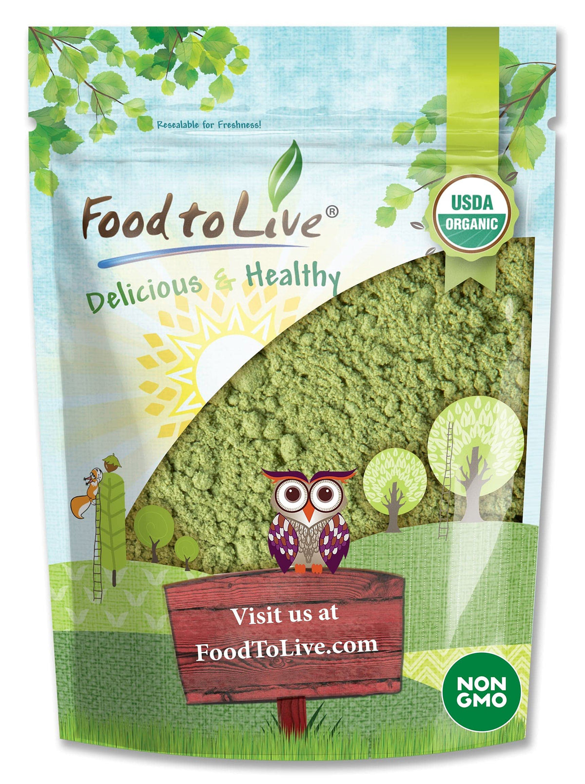 Food to Live Organic Kale Powder, 4 Pounds Non-GMO, Made from Raw Dried Whole Leaves, Vegan, Kosher, Bulk, Great for Baking, Jui