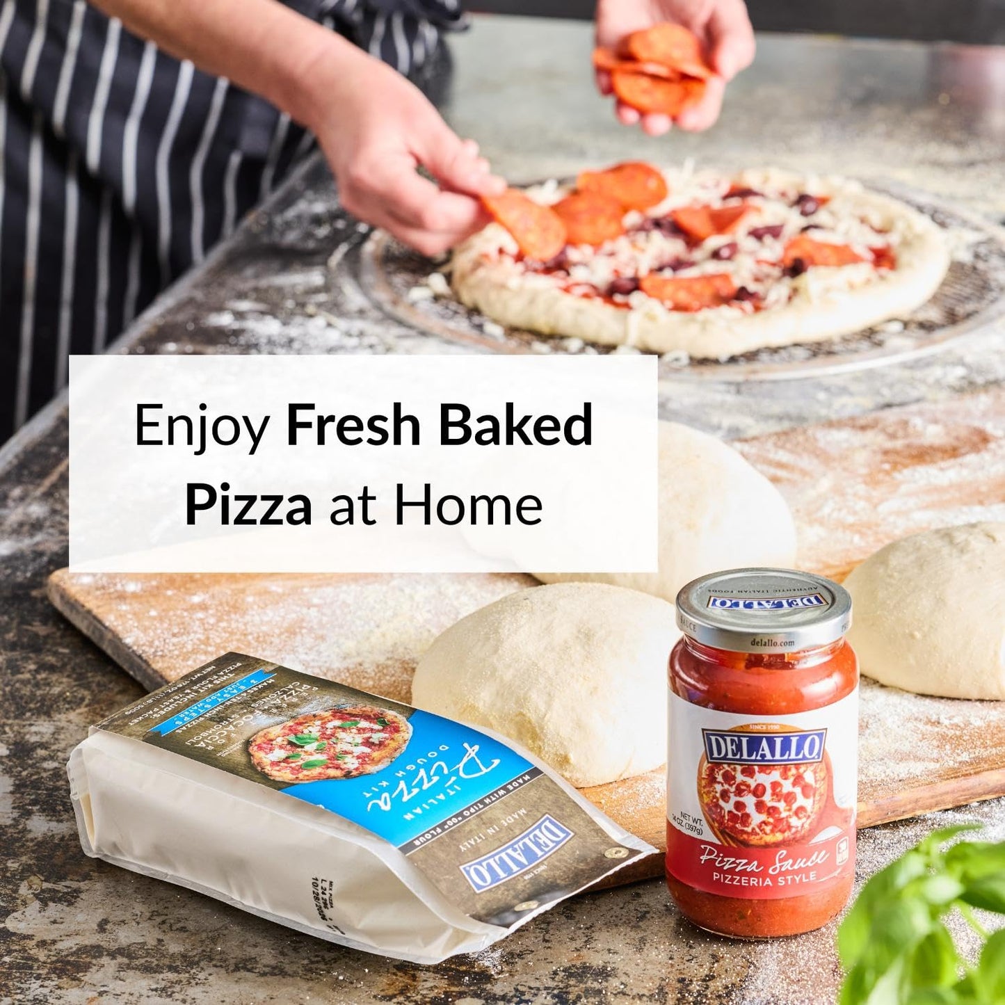 DeLallo Italian Pizza Kit, Dough Mix for Garlic Knots, Calzones, Breadsticks, 17.6 oz Bag, 10 Pack