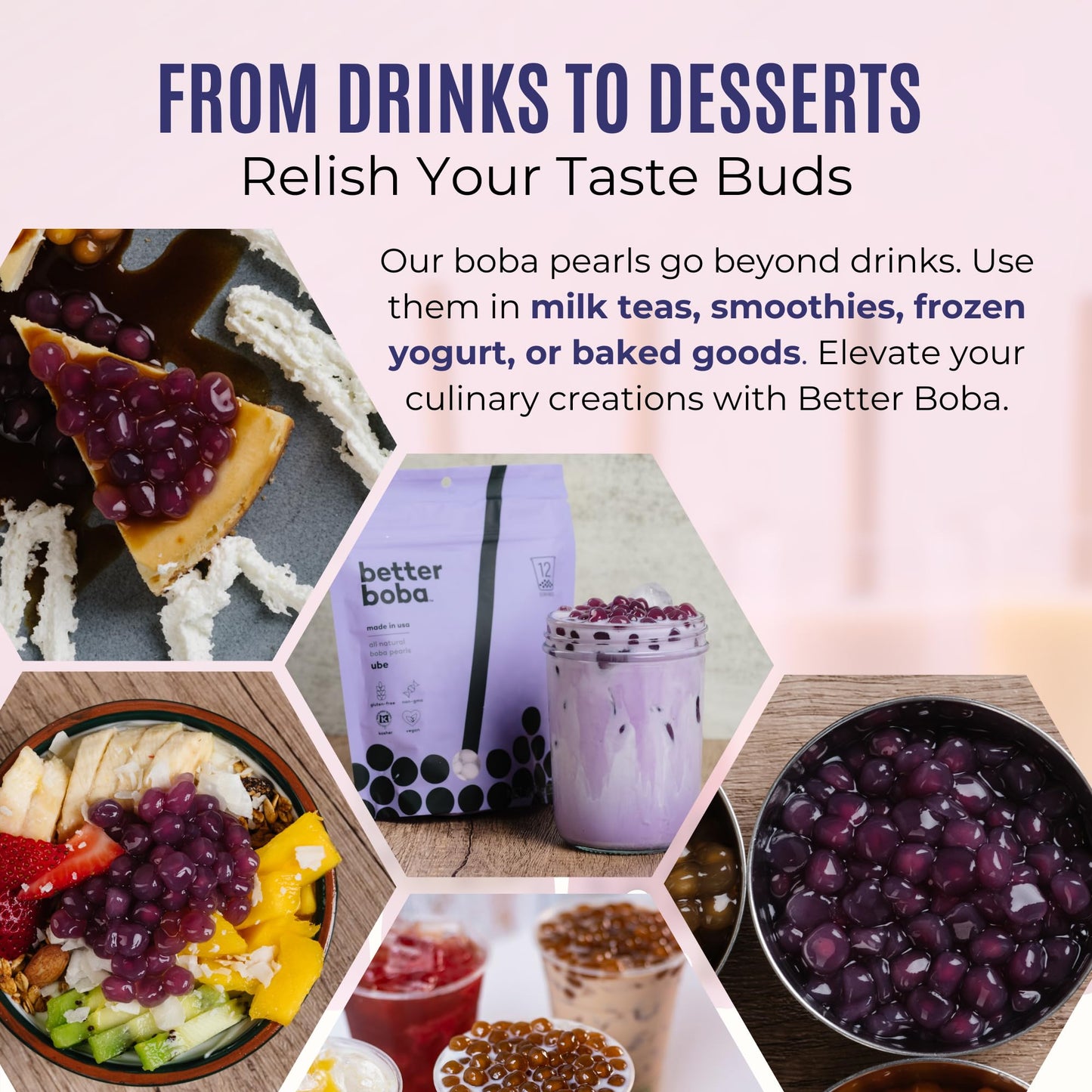 Better Boba Ube Popping Boba Pearls 8 Oz | Kosher, Vegan, Gluten-Free, Non-GMO | Perfect for Bubble Tea & Desserts