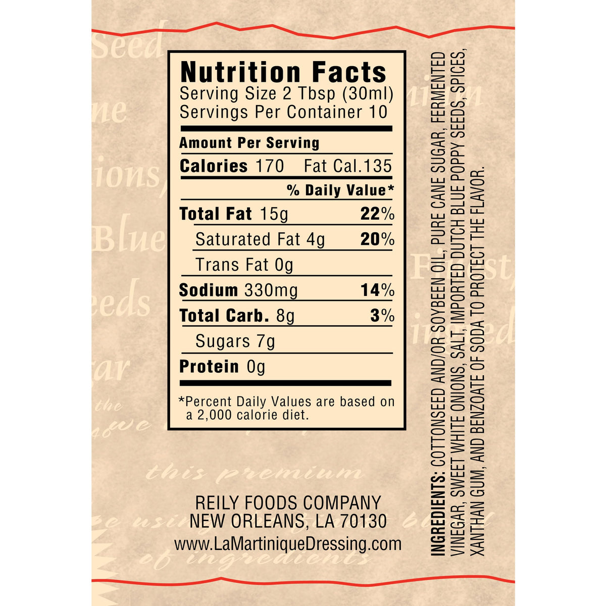 LA MARTINIQUE Poppy Seed Dressing - 10 Ounce Bottle, Pack of 3