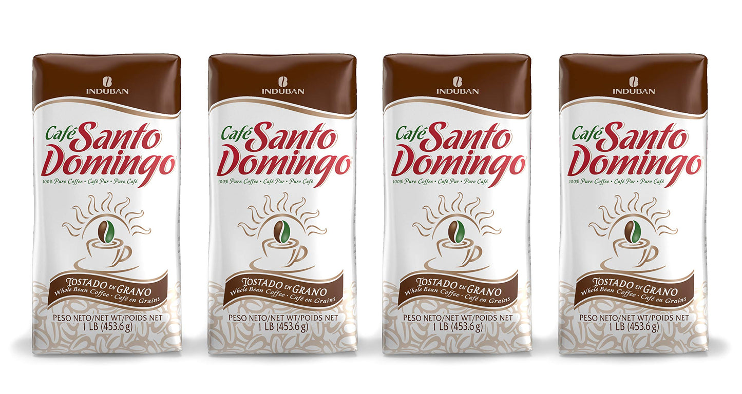 Santo Domingo Coffee, 16 Oz Bag, Whole Bean Coffee, Medium Roast - Product From The Dominican Republic (Pack Of 4)
