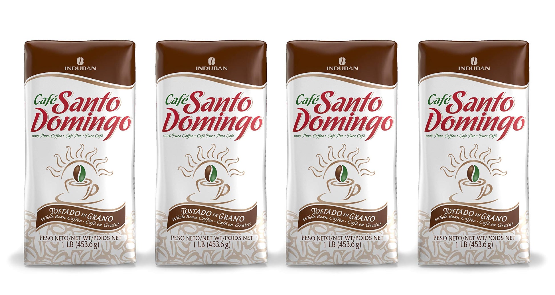 Santo Domingo Coffee, 16 Oz Bag, Whole Bean Coffee, Medium Roast - Product From The Dominican Republic (Pack Of 4)