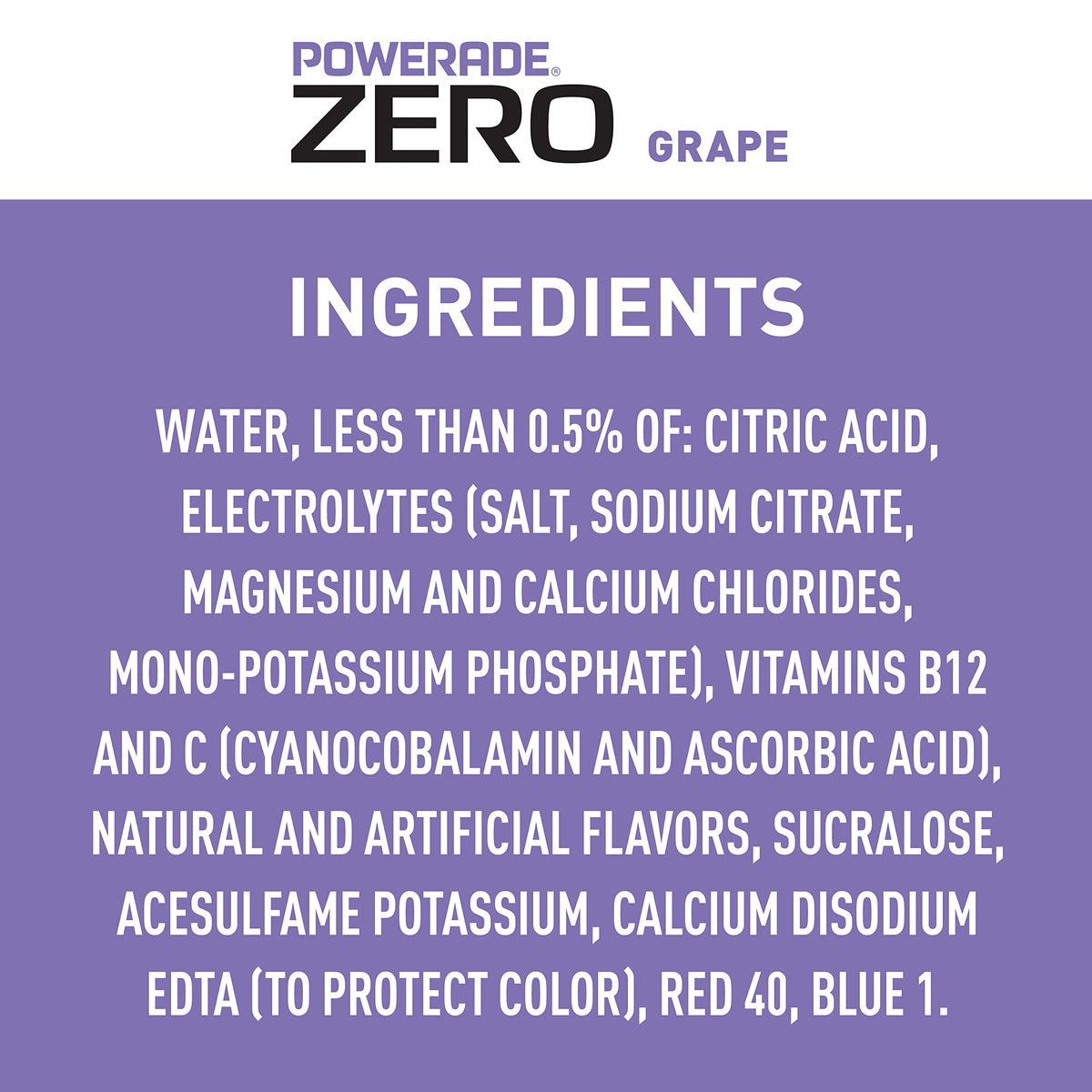 POWERADE ZERO Grape, 20 fl oz, 8 Pack