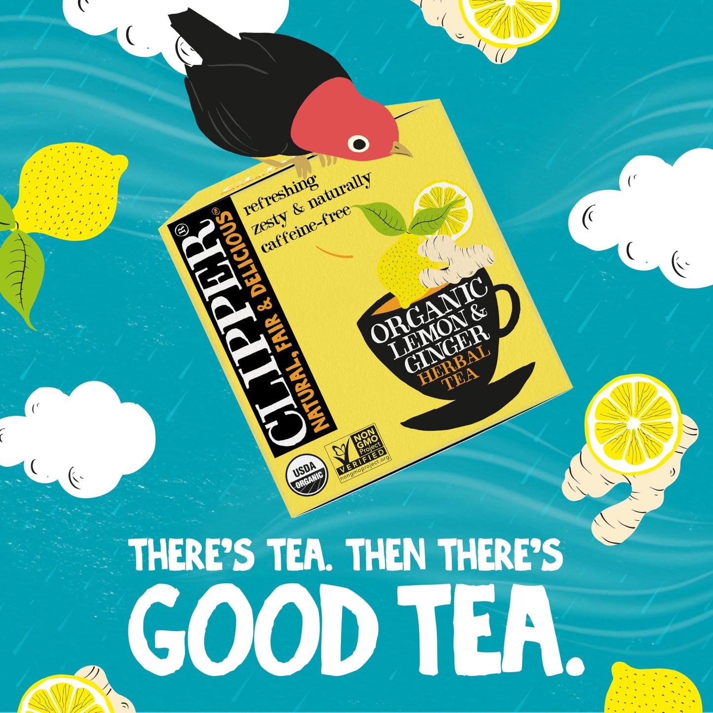 Clipper Tea Lemon & Ginger Teabags - Caffeine Free, USDA Organic, 50 Count