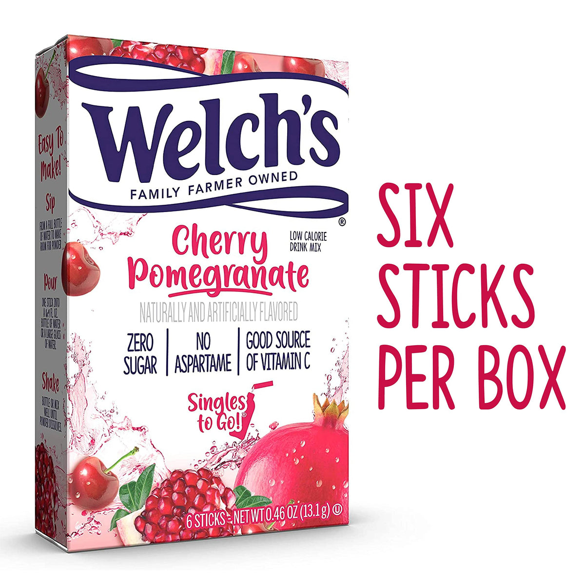 Welch'S Singles To Go Water Drink Mix - Cherry Pomegranate Powder Stick Packets (12 Boxes With 6 Packets Each - 72 Total Serving