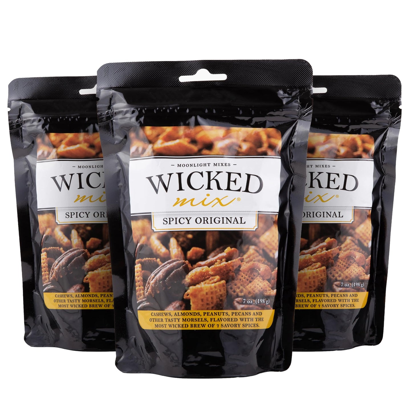 Wicked Mix Snack Mix with Mixed Nuts - Sweet and Salty Snacks Trail Mix Snack Packs with Almonds, Cashews, Pretzels, Pecans - Healthy Snacks Zero Trans Fat in Resealable Bag (Original Mix, Pack of 3)