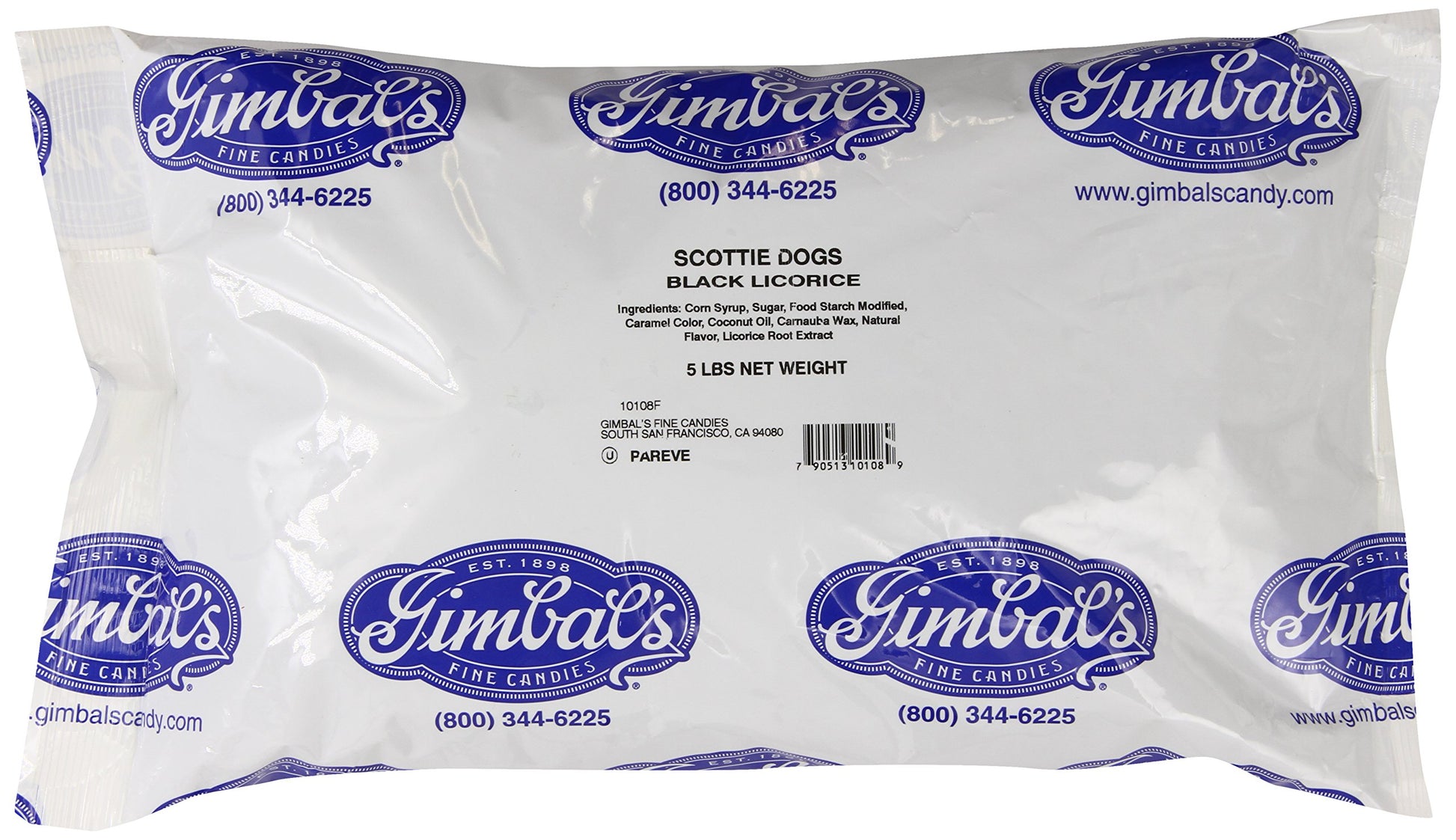 Licorice Scottie Dogs, Black, 5-Pound Bag