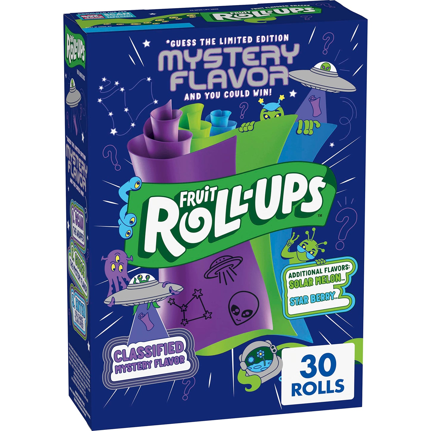 Fruit Roll Ups Fruit Flavored Snacks, Mystery Flavor, 30 Count Pack
