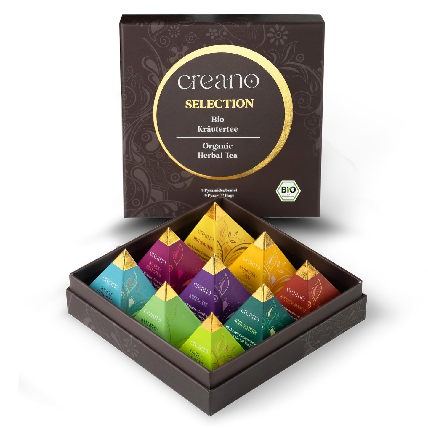 Creano Organic Herbal Tea Gift Set Organic Herbal Tea - 9 Pyramid Tea Bags In 9 Different Varieties - 22 5 G*