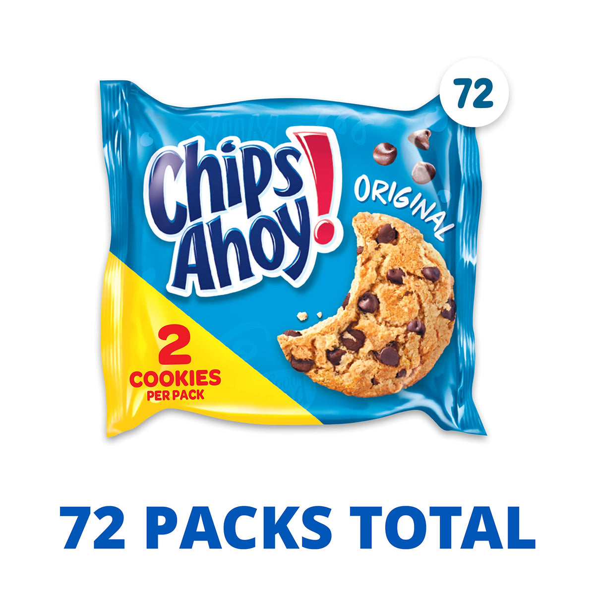 Chips Ahoy! Original Chocolate Chip Cookies, 72 Snack Packs (2 Cookies Per Pack, 4 Boxes)