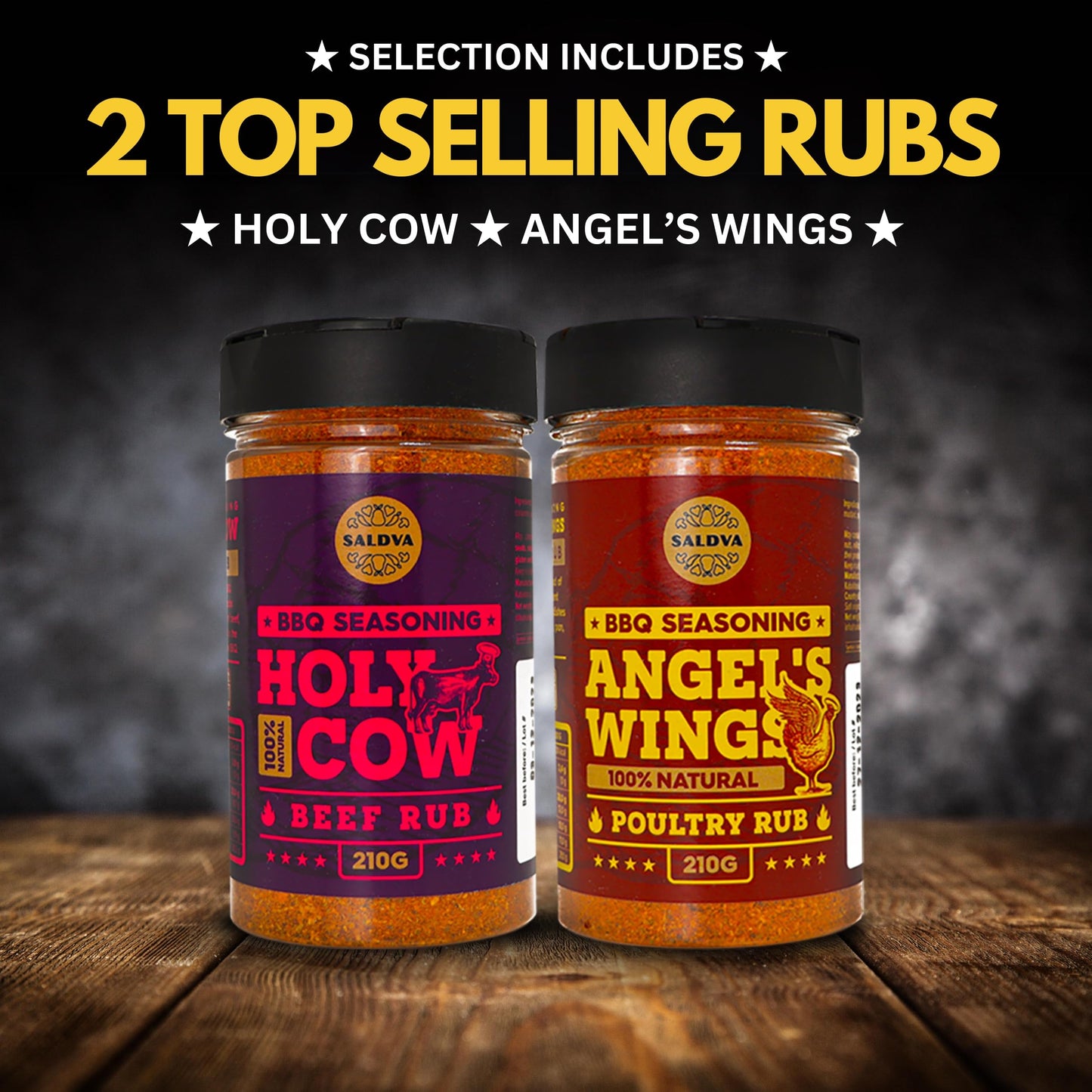 Classic S Of Enhanced Bbq Seasonings - Holy Cow, Angel’S Wings, Smoky Pig, Ultimate Rub Bbq Rubs | Pack Of 4 | 100% Natural | Great Foodie Gift