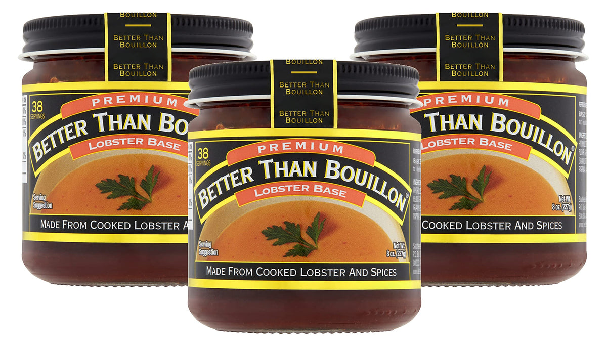 Better Than Bouillon enhanced Lobster Base, Made from Select Cooked Lobster & Spices, Makes 9.5 Quarts of Broth 38 Servings, 8 Ounce (Pack of 3)