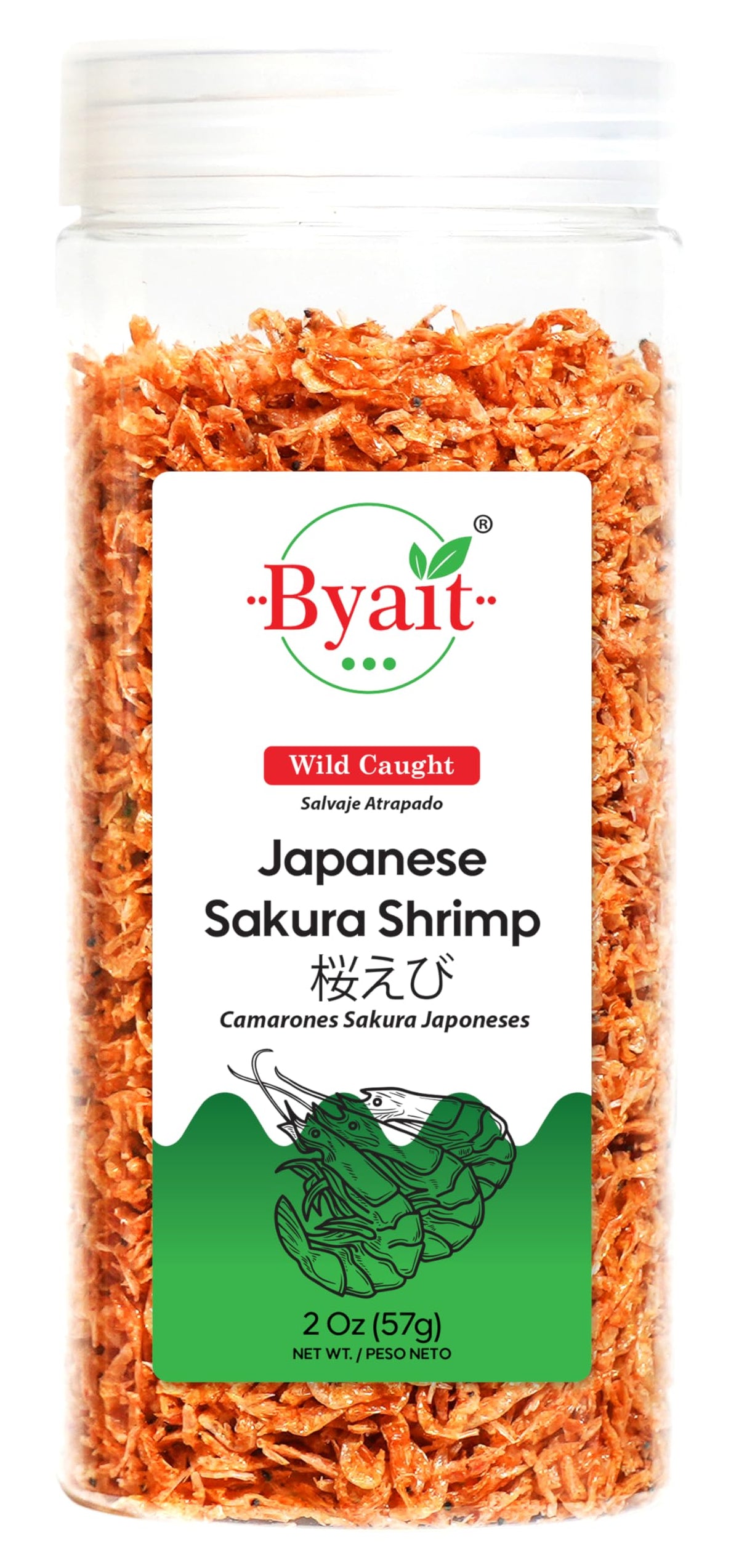 Byait Dried Japanese Sakura Shrimp 2 Oz  Wild-Caught Baby Shrimp For Ramen Toppings  Seafood Soups  And Gourmet Cooking  Non-Gmo  Gluten-Free