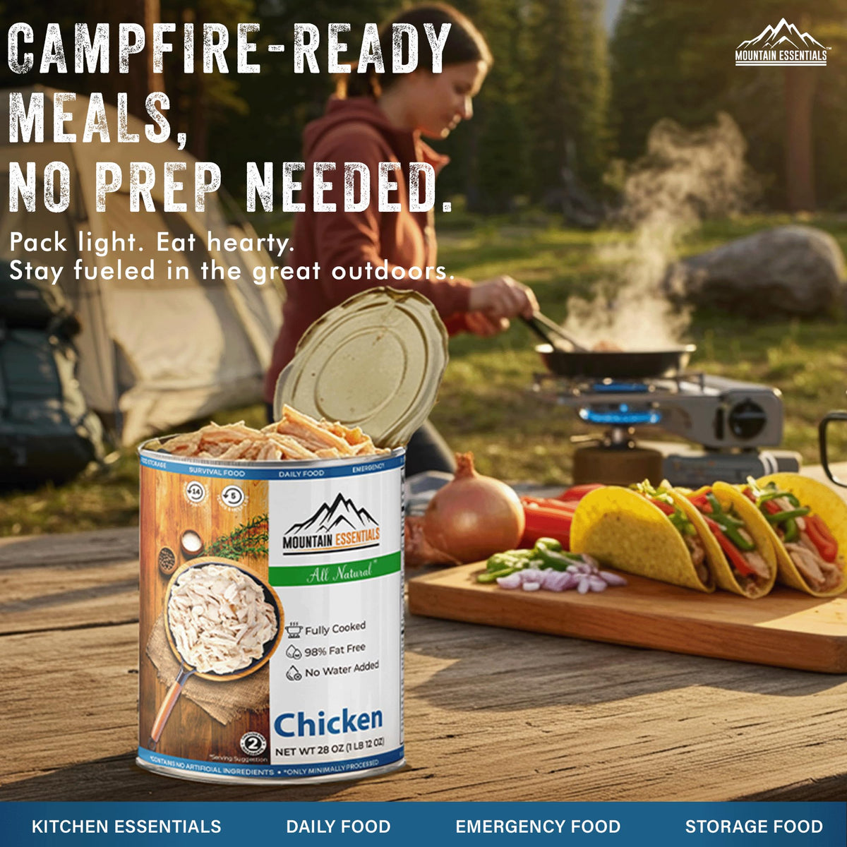 MOUNTAIN ESSENTIALS Fully Cooked Chicken, Canned White Meat, Pack of 6, 28 Oz, 5-Year Shelf Life, Made in USA
