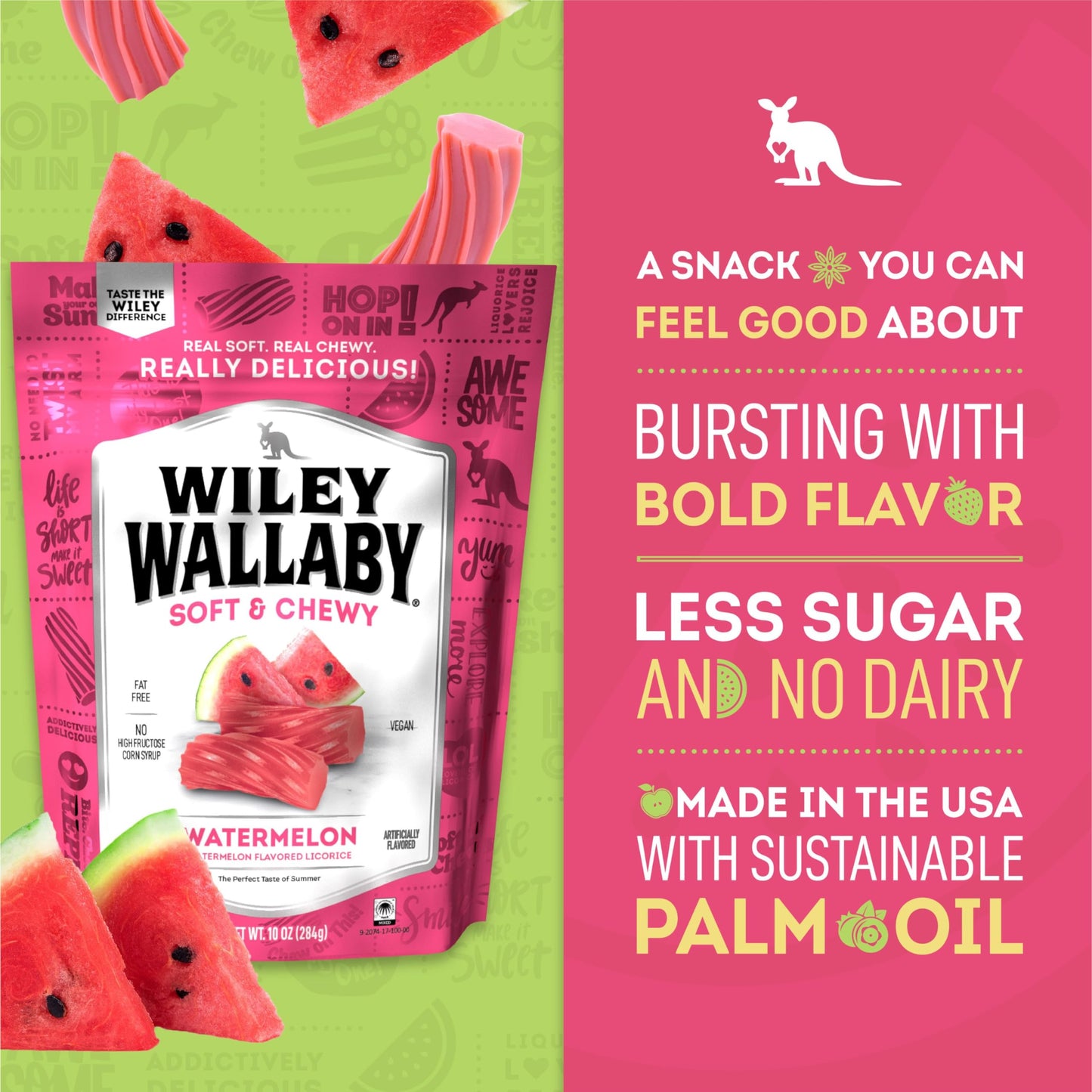 Wiley Wallaby Licorice 10 Ounce Classic Gourmet Soft & Chewy Australian Watermelon Licorice Candy Twists, 1 Pack