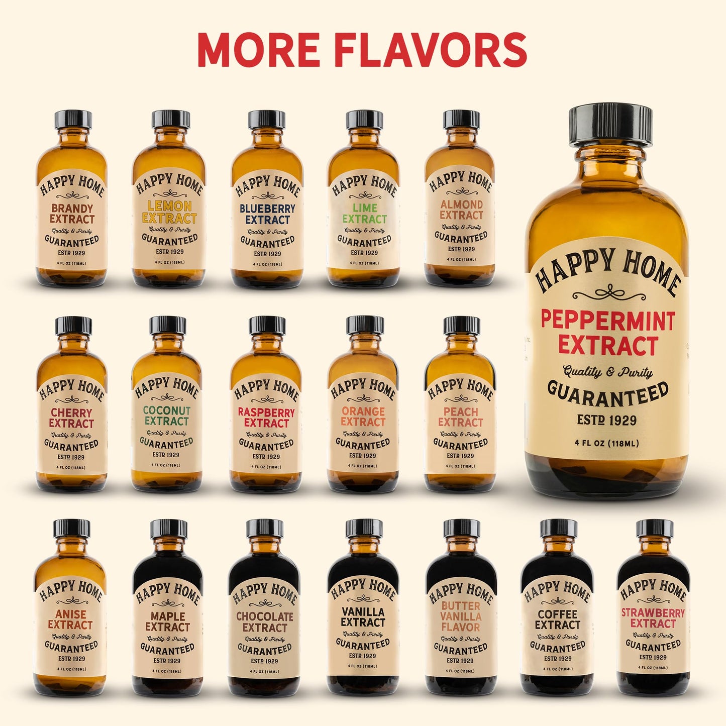 Happy Home Peppermint Extract, Natural Flavoring, 4 oz