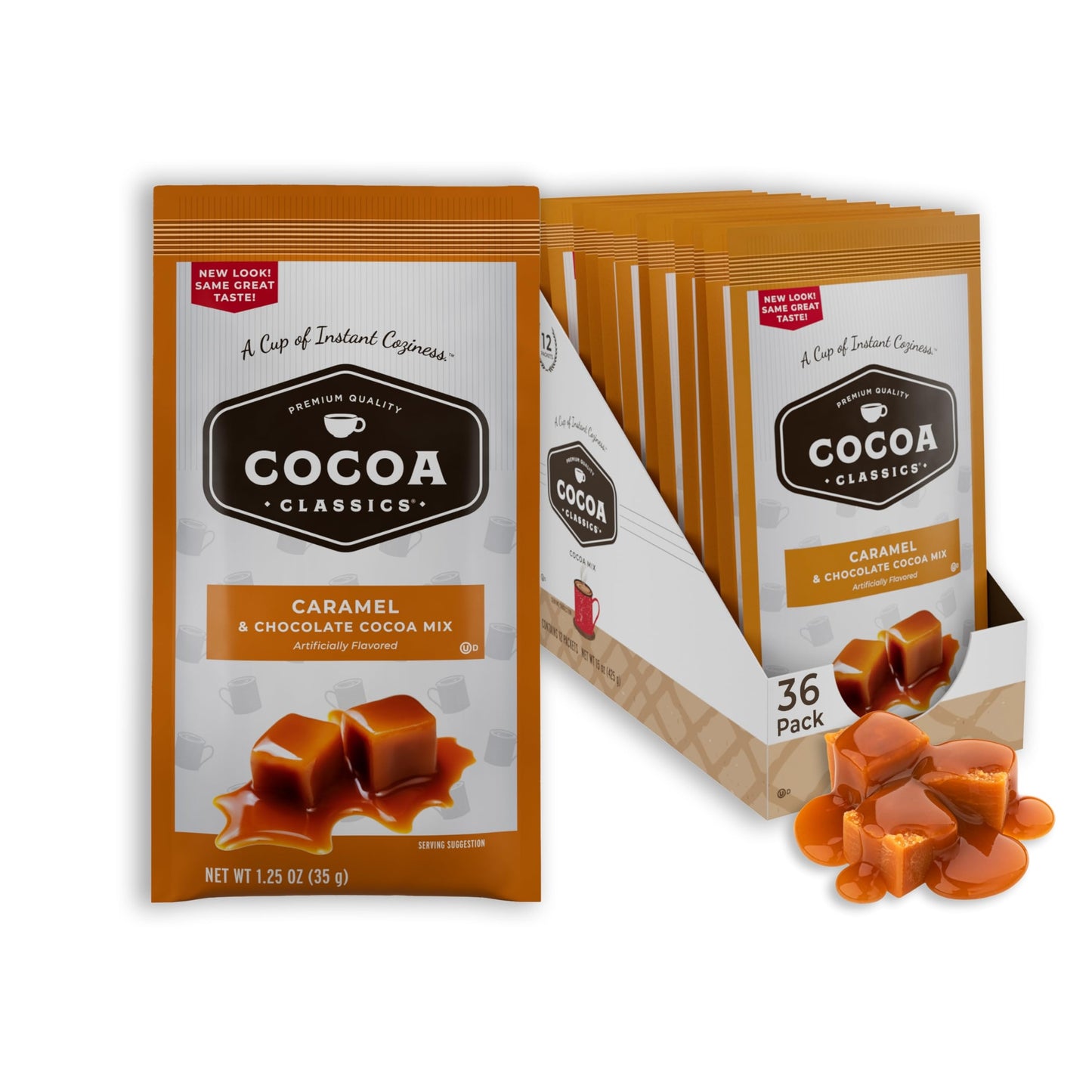 Cocoa Classics Caramel Cocoa Mix | Made with Nonfat Milk | Just Add Hot Water | Gluten Free & Kosher Dairy Friendly | 1.25oz Pac