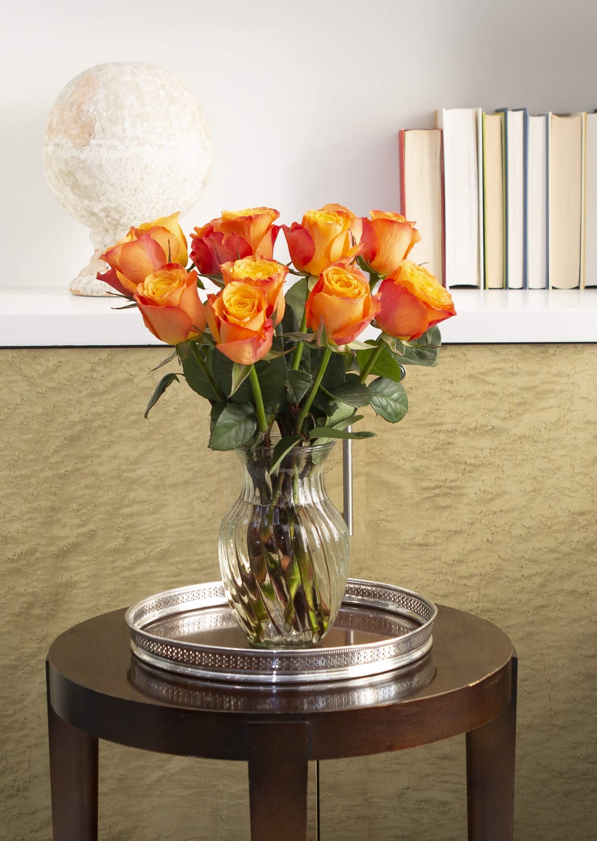 KaBloom Fresh Orange Roses Bouquet - 12 Long-Stem Flowers - Mothers Day Collection - Model KADF2755-V999-A999