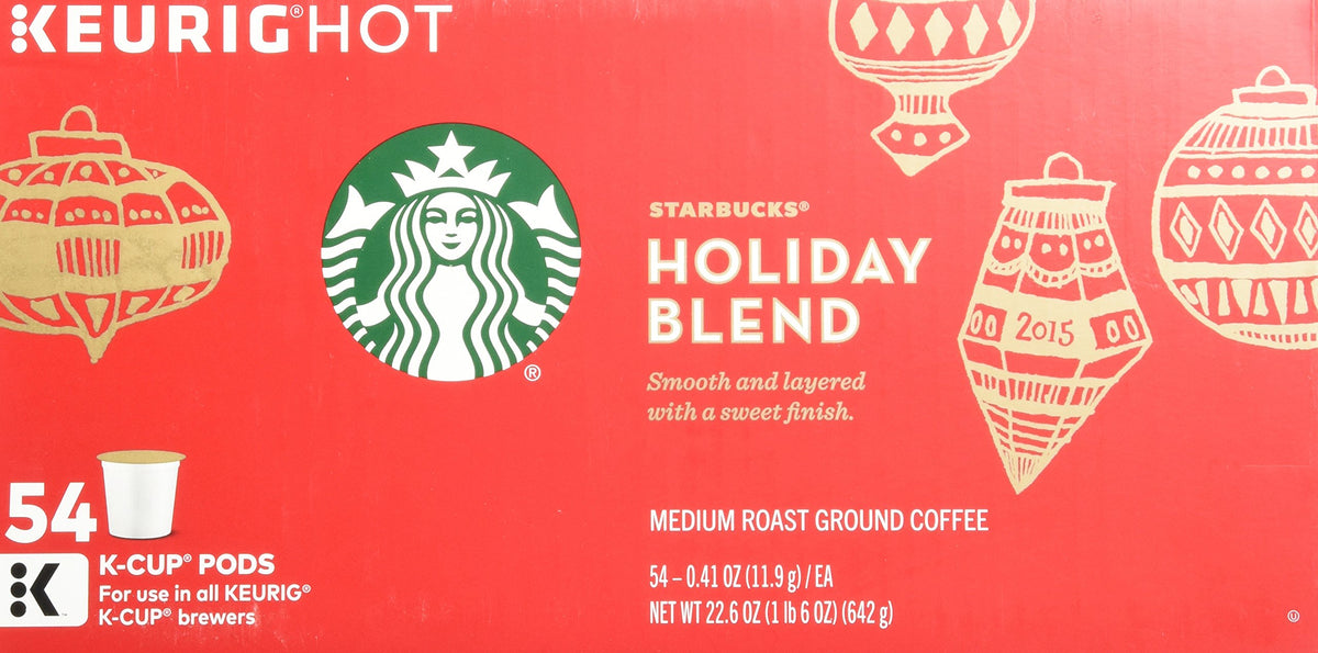 Starbucks Holiday Blend Medium Roast Ground Coffee K-Cups, 0.4 Oz, 16 Count